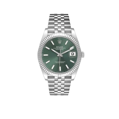 Rolex Datejust 41mm Steel White Gold Mint Green Dial Mens Watch 126334