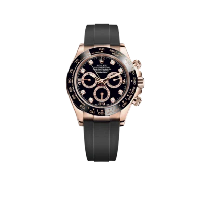 Rolex Daytona 40mm Rose Gold Black Diamond Dial Oysterflex Rubber Strap M116515LN-0057
